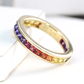 Rainbow sapphire wedding ring